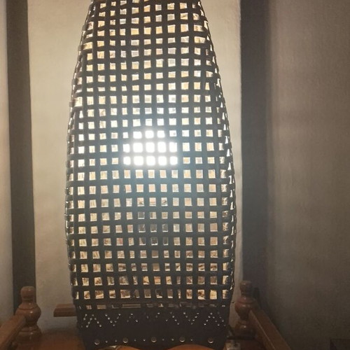Floor lamp like new with bronze frame and bamboo mesh 70 cm