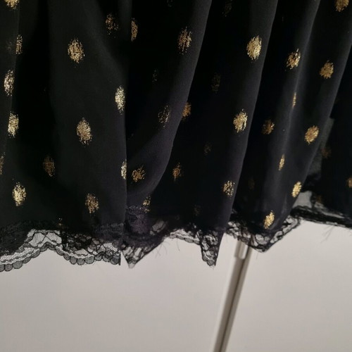 Black dress with gold polka dots and lace like new, size M