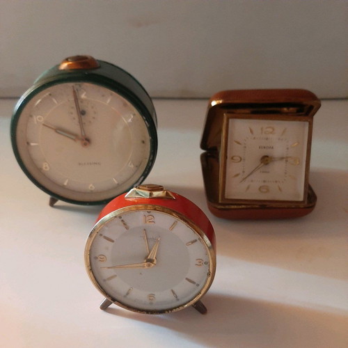 Antique clocks used, set of 3 wind-up from 1950s-60s