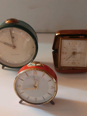 Antique clocks used, set of 3 wind-up from 1950s-60s