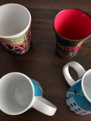 Cups used, pack of 4, Madrid Serbia and Duesseldorf