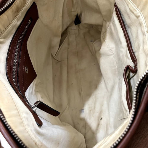 Tommy Hilfiger Monogram Jacquard Canvas Shoulder Bag used, beige/brown