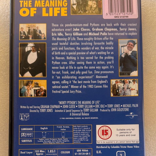 Monty Python's The Meaning of Life DVD used, no Greek subtitles