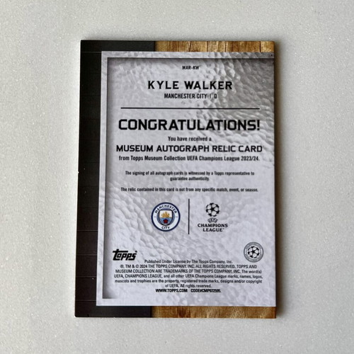 Topps Museum Kyle Walker Patch Auto /99 football card
