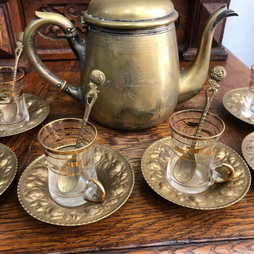 Old Turkish tea set used in good condition