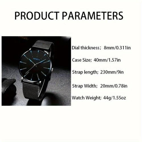 Watch 40mm with mesh strap men's new