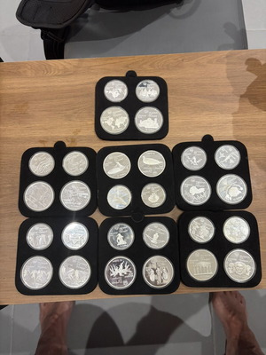 Complete Collection of 28 Silver Coins 925 Montreal 1976 Olympics New