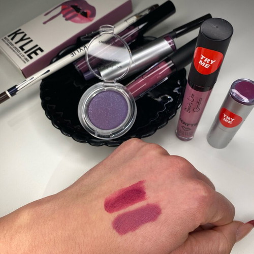 Purple Love new makeup products with lipstick, eyeshadow and eyebrow pencil