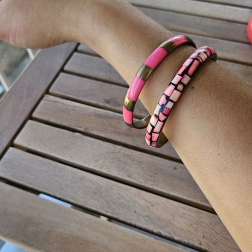 Metal bracelets used, hard, pink