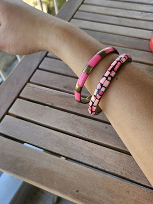 Metal bracelets used, hard, pink