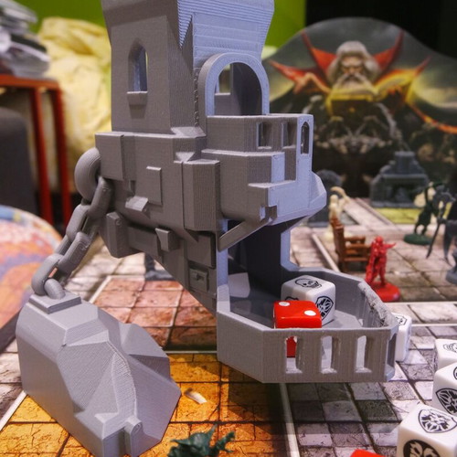 Floating Castle Dice Tower, 3D printed fantasy dice roller