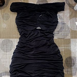 Mind Matter εφαρμοστό μαύρο midi φόρεμα No. XS