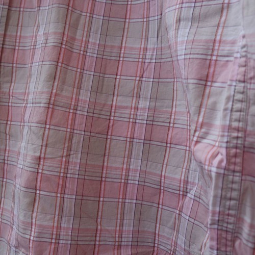 Men's pink checkered shirt used, size L, Glou sport