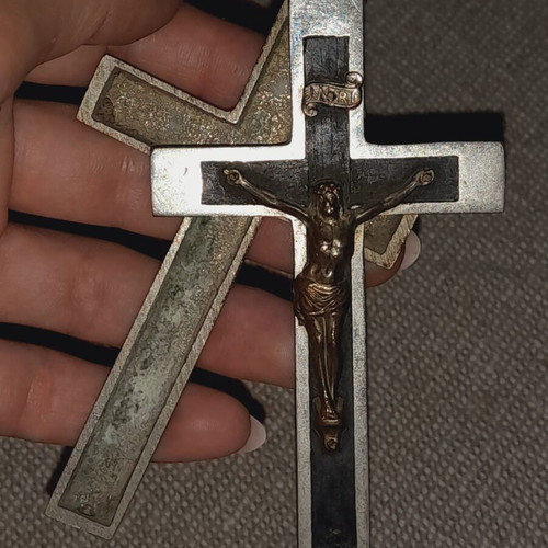 Pectoral Crucifix used, 19th-20th century metal and ebony