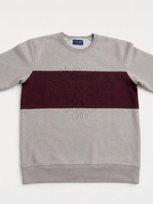 Jack & Jones Originals ανδρικό φούτερ σε γκρι και μπορντό, μέγεθος M