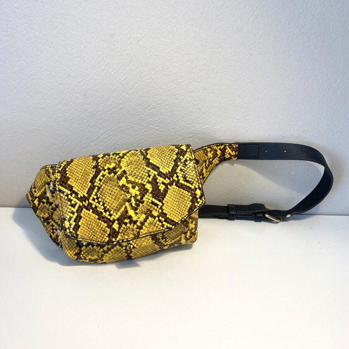 Mango waist bag with belt, yellow snake print