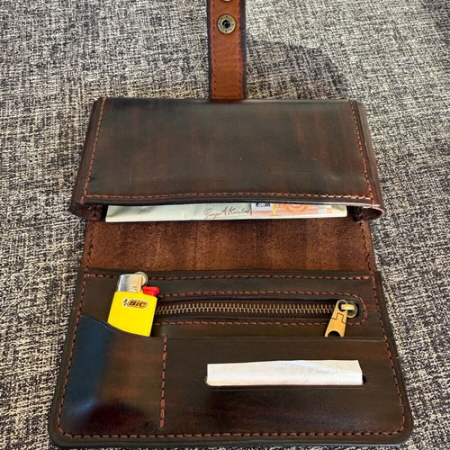 Handmade leather tobacco pouch
