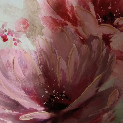 Signed handmade painting 60×60 floral art in like new condition