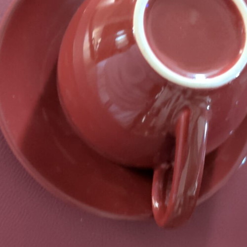 Cappuccino ceramic cups set of two, burgundy, Nescafé edition, new