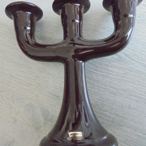 GULDKROKEN HJO vintage ceramic candlestick with three holders, Swedish design