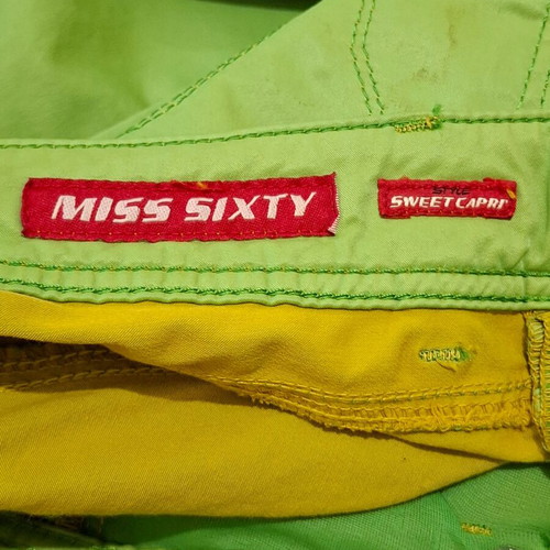 Miss Sixty Y2K Flared Pants New Old Stock Lime Green Size 28