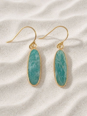 Handmade earrings with gold-plated brass and amazonite new