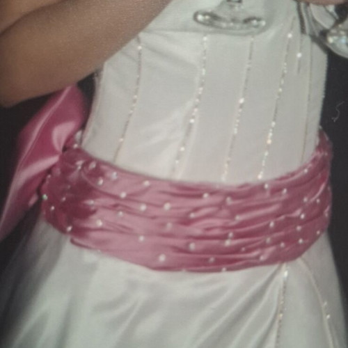 Wedding dress new, organza and satin, white and pink, two pieces