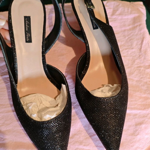 Black glitter sling-back heels size 41 like new
