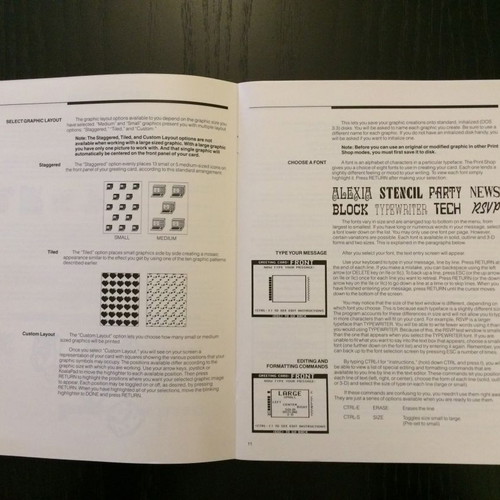 The Print Shop Reference Manual for Apple like new, 1986