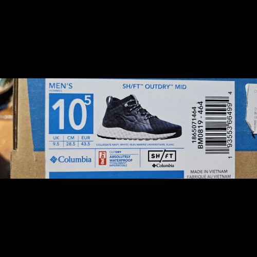 Columbia SH/FT OutDry Mid shoes size 43.5 blue like new
