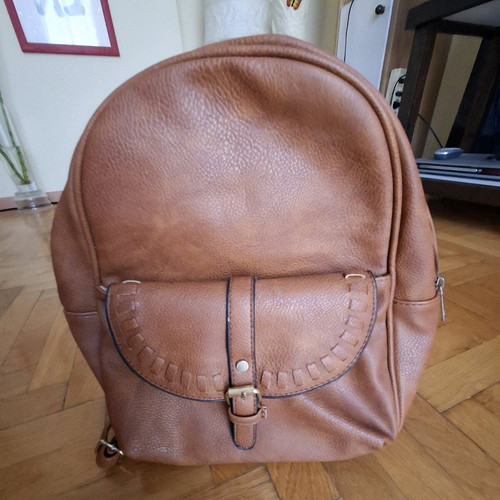 Καφέ backpack από δερματίνη σαν καινούργιο