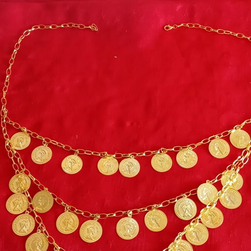 Ethnic necklace with bracelet A.L.E. new, gold tone