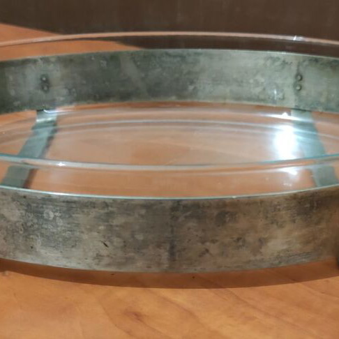 Vintage Pyrex France 346G οβάλ σκεύος ψησίματος 35x24 εκ. με μεταλλική βάση σερβιρίσματος
