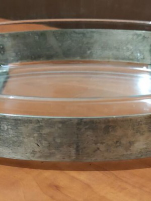 Vintage Pyrex France 346G οβάλ σκεύος ψησίματος 35x24 εκ. με μεταλλική βάση σερβιρίσματος