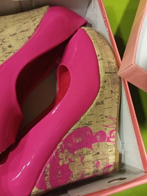 Pink Patent Leather Platform Pumps Peep Toe new, size 40