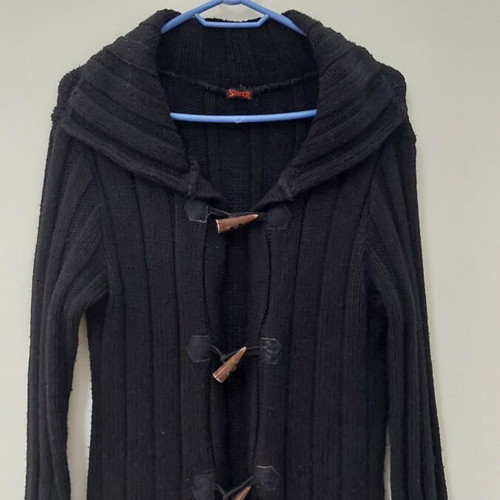 Long knitted cardigan stretch, like new, black, size M