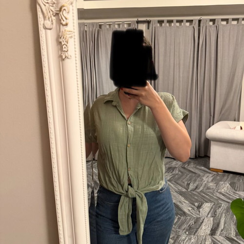 Pop Air short-sleeve shirt new, khaki sage green, size S