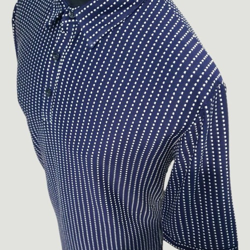 Men's Polo Shirt navy blue with micro-dot pattern, new, XL