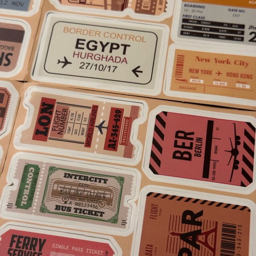 Travel stickers like new, pack of 60 pieces