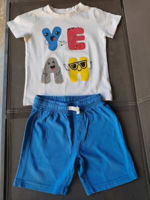 Mothercare summer set with T-shirt and shorts for boy 2-3 years like new
