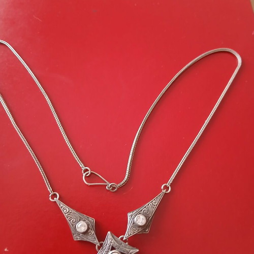 Necklace with 925 silver and zirconia, 50cm, like new