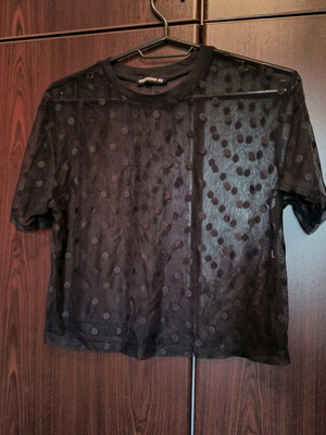 Black Transparent Polka Dot Top Like New XS-S