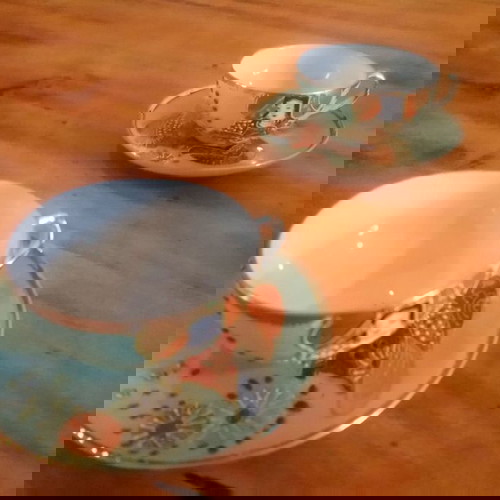 Πορσελάνινα φλυτζανάκια του τσαγιού με κινέζικο θέμα καινούργια, σετ 4 τεμαχίων