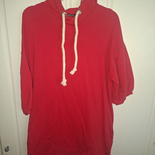 Mini sweatshirt dress with hood like new, red