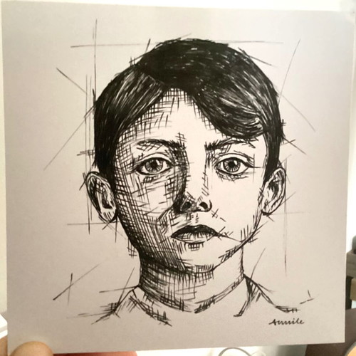 Portrait new hand-drawn with pen on 240gsm watercolor paper
