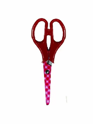 School scissors 13cm red checkered new