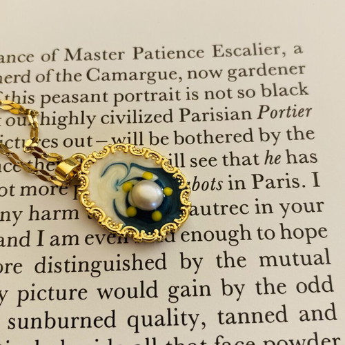 Handmade pendant necklace with detail from Van Gogh's Starry Night