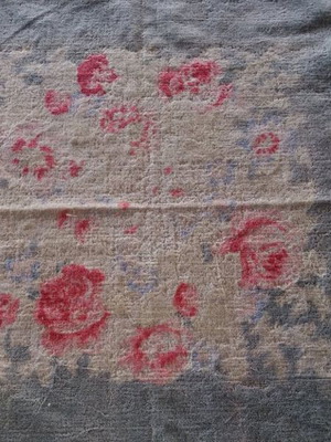 Vintage λεπτό βαμβακερό βελούτε τραπεζομάντηλο τετράγωνο δεκαετίας 1960-70 μεταχειρισμένο