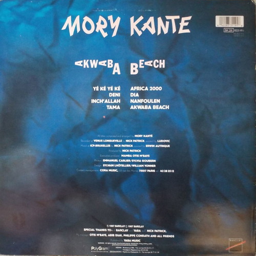 Mory Kanté Akwaba Beach vinyl album used, electronic folk world