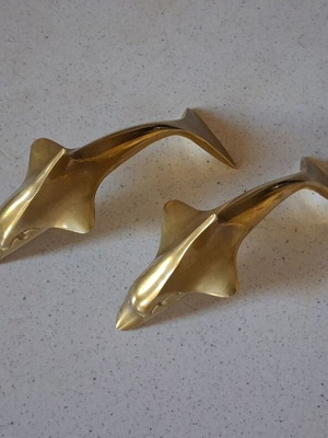 Vintage brass dolphin paperweights solid brass like new